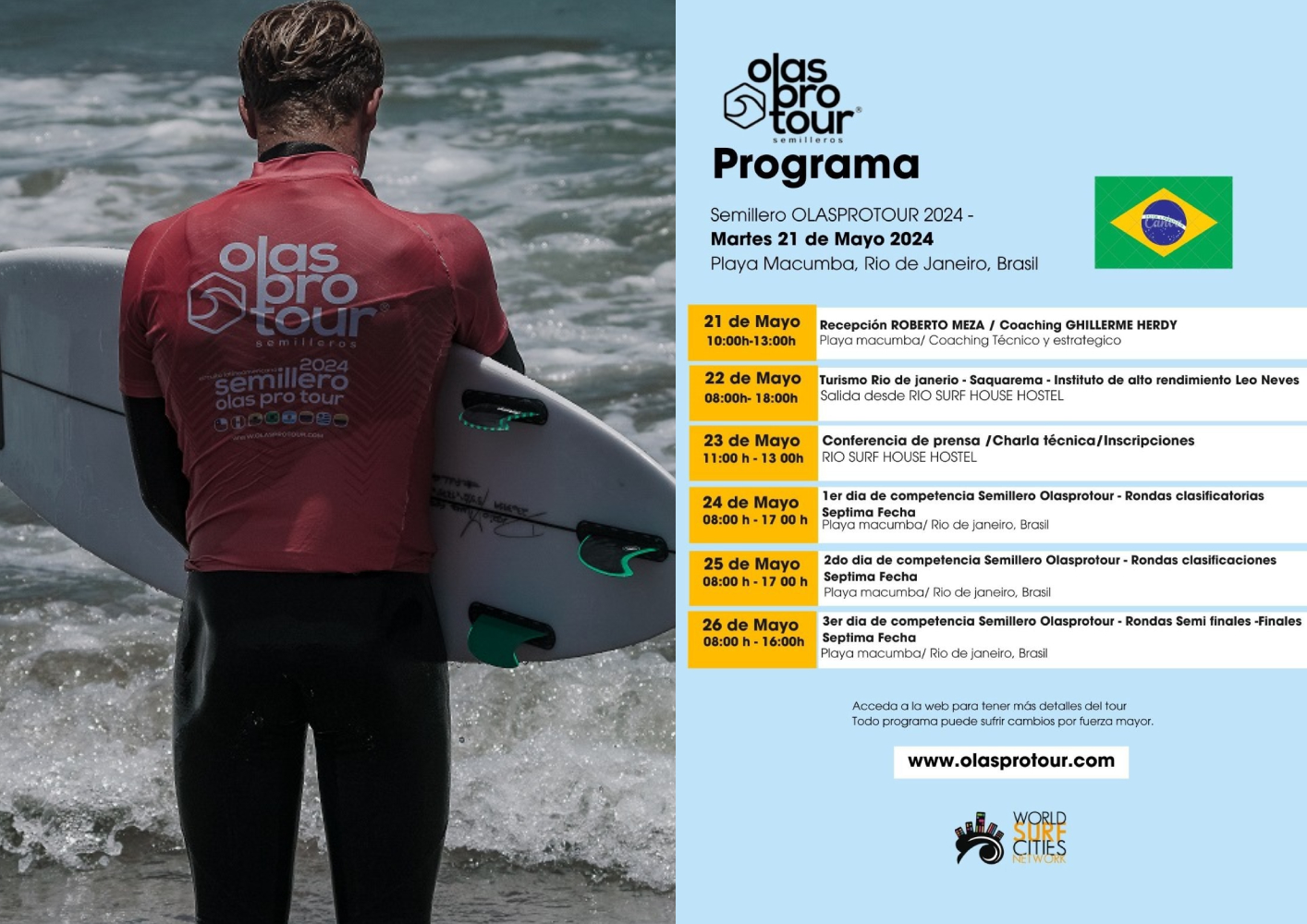 Semillero Olas Pro Tour que se disputar&aacute; en Brasil ampl&iacute;a el plazo de inscripci&oacute;n hasta el 23 de mayo